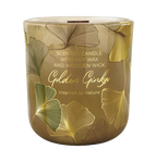 Exklusive hochwertige Duftkerze Golden Ginkgo mit goldenem Blatt-Dekor – Best Bougie Luxus