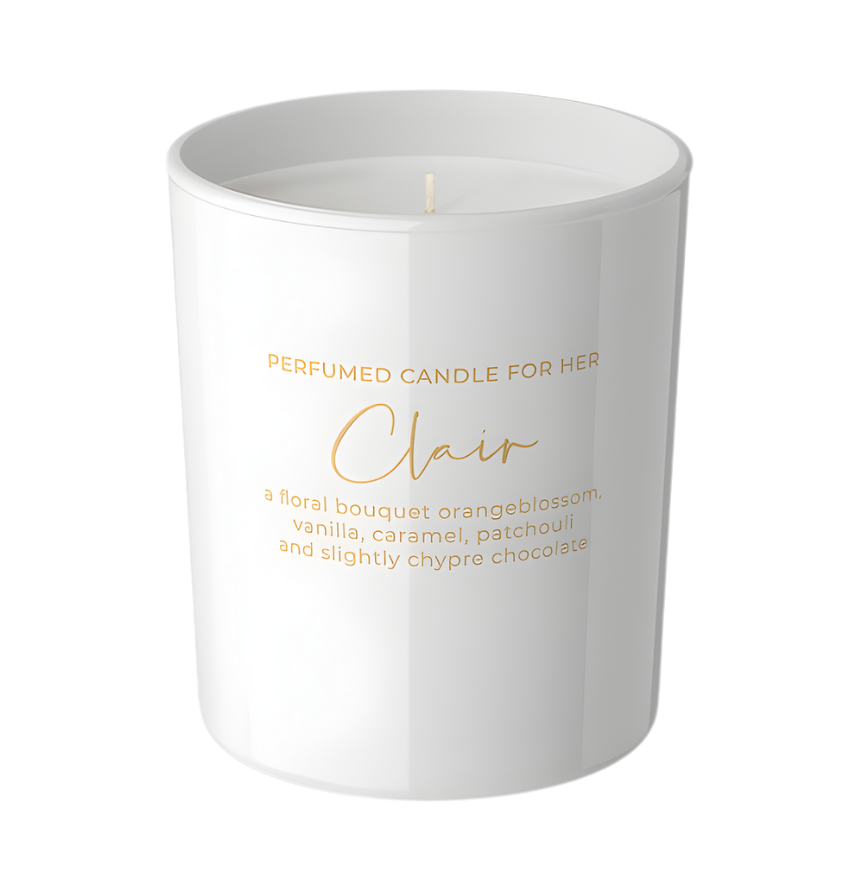 Elegante hochwertige Duftkerze Clair im minimalistischen weißen Glas – Best Bougie Premium-Raumduft