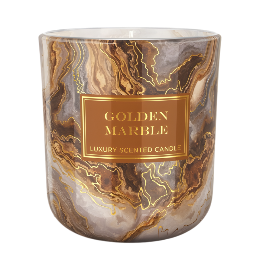 Hochwertige Duftkerze Golden Marble im luxuriösen Design – Best Bougie Premium Raumduft