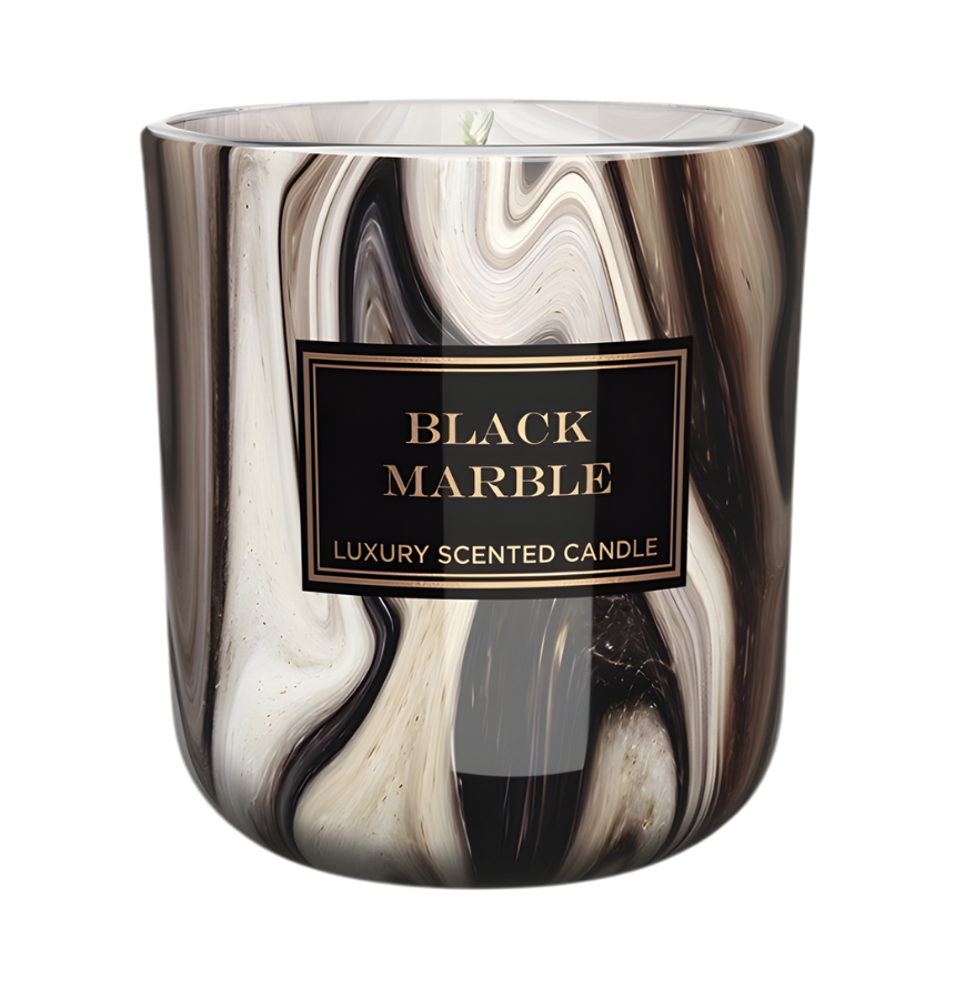 Moderne Design-Duftkerze Marble Black & White im Marmor-Look – Best Bougie Premium