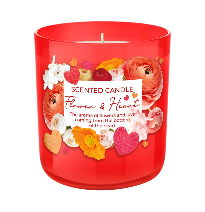 Romantische hochwertige Duftkerze Flower & Hearts – Best Bougie Geschenkidee für Frauen