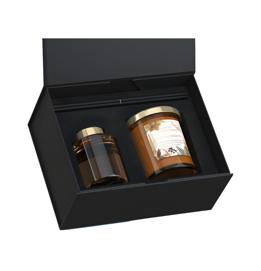 Hochwertiges Geschenkset Good Moments mit Kerze und Diffuser – Best Bougie Wellness-Geschenk
